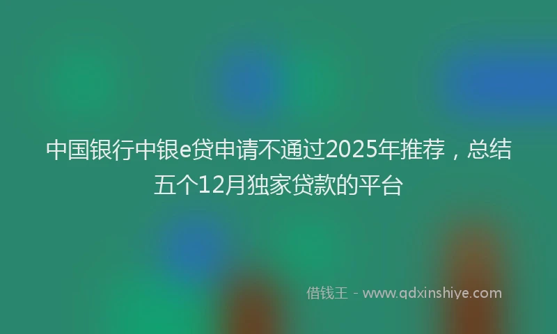 中国银行中银e贷申请不通过2025年推荐，总结五个12月独家贷款的平台