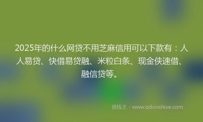 2025年的什么网贷不用芝麻信用可以下款有：人人易贷、快借易贷融、米粒白条、现金侠速借、融信贷等。