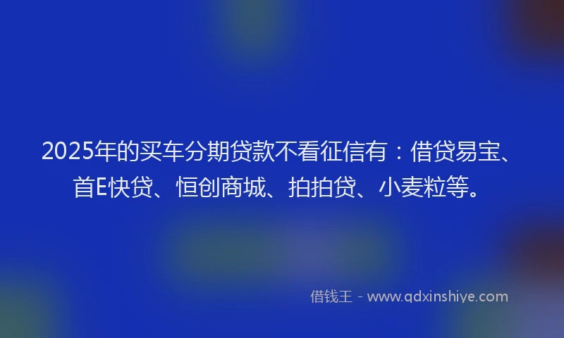 2025年的买车分期贷款不看征信有：借贷易宝、首E快贷、恒创商城、拍拍贷、小麦粒等。