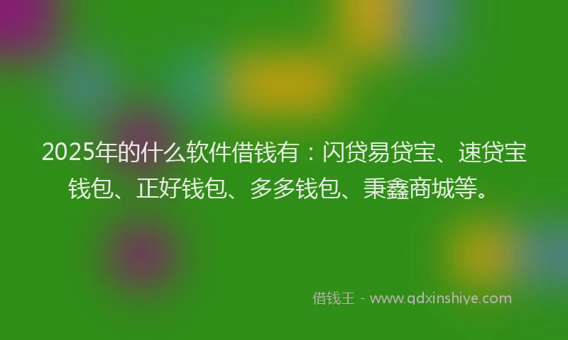 2025年的什么软件借钱有：闪贷易贷宝、速贷宝钱包、正好钱包、多多钱包、秉鑫商城等。
