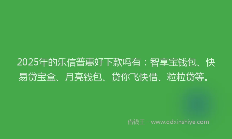 2025年的乐信普惠好下款吗有：智享宝钱包、快易贷宝盒、月亮钱包、贷你飞快借、粒粒贷等。