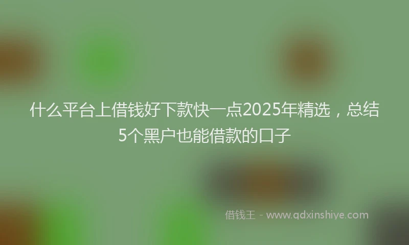 什么平台上借钱好下款快一点2025年精选，总结5个黑户也能借款的口子