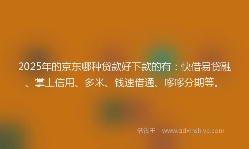 2025年的京东哪种贷款好下款的有：快借易贷融、掌上信用、多米、钱速借通、哆哆分期等。