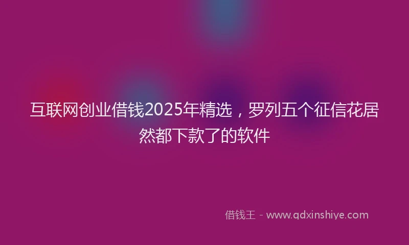 互联网创业借钱2025年精选，罗列五个征信花居然都下款了的软件