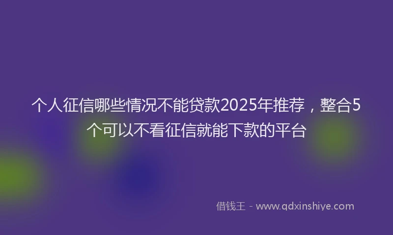 个人征信哪些情况不能贷款2025年推荐，整合5个可以不看征信就能下款的平台