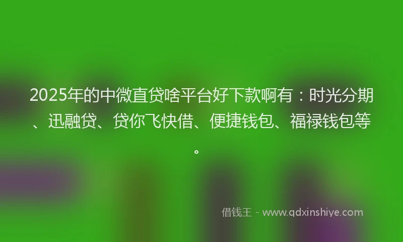 2025年的中微直贷啥平台好下款啊有：时光分期、迅融贷、贷你飞快借、便捷钱包、福禄钱包等。