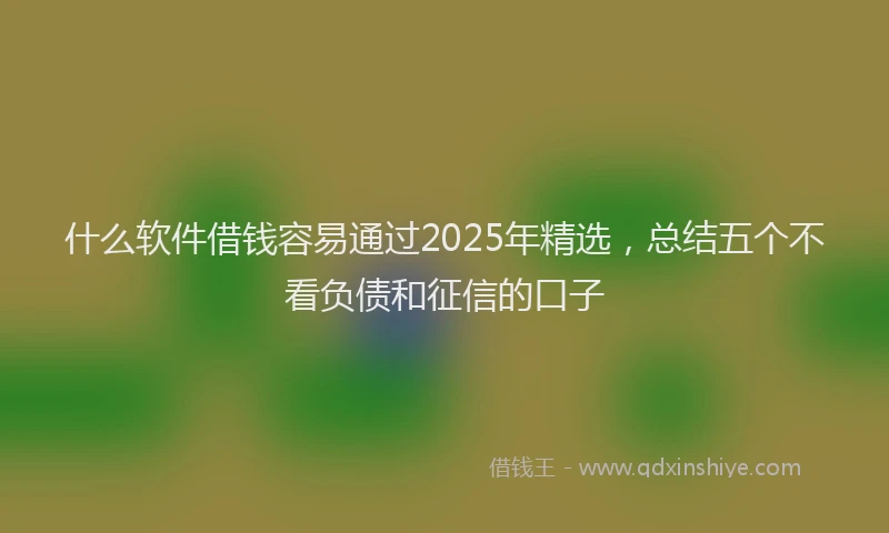 什么软件借钱容易通过2025年精选，总结五个不看负债和征信的口子