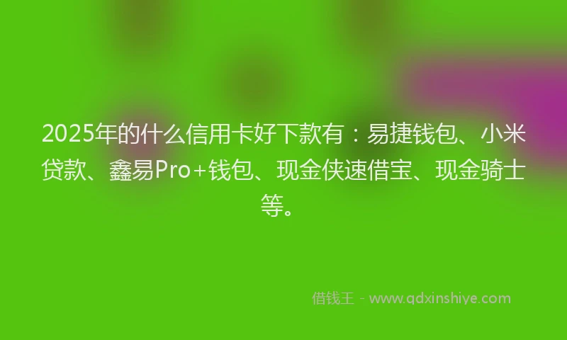 2025年的什么信用卡好下款有：易捷钱包、小米贷款、鑫易Pro+钱包、现金侠速借宝、现金骑士等。