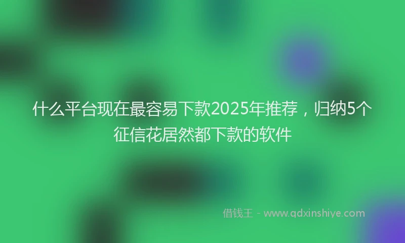 什么平台现在最容易下款2025年推荐，归纳5个征信花居然都下款的软件