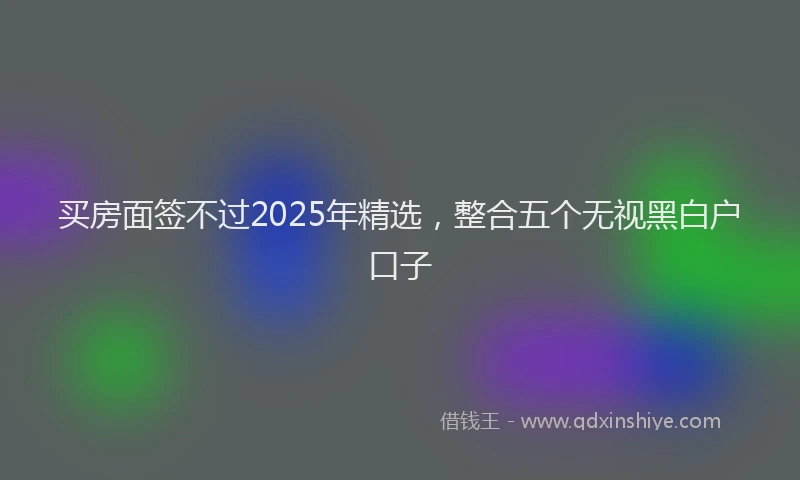 买房面签不过2025年精选，整合五个无视黑白户口子