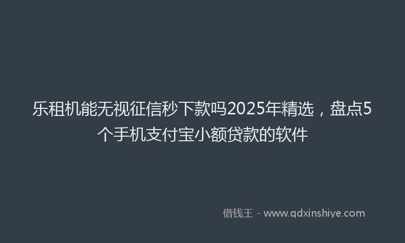 乐租机能无视征信秒下款吗2025年精选，盘点5个手机支付宝小额贷款的软件