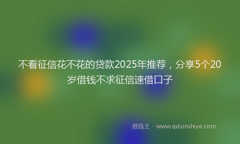 不看征信花不花的贷款2025年推荐，分享5个20岁借钱不求征信速借口子