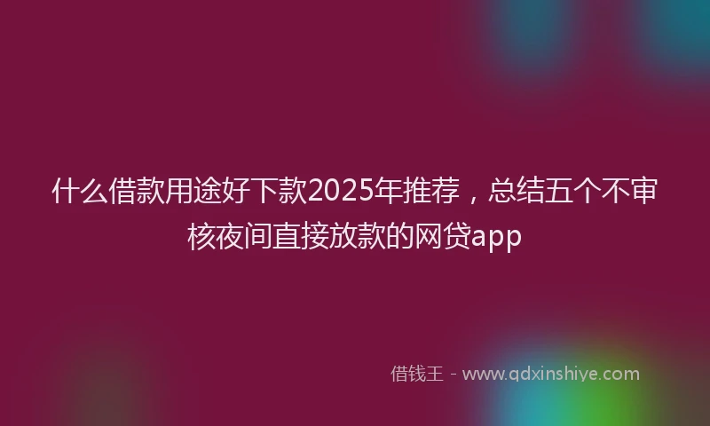 什么借款用途好下款2025年推荐，总结五个不审核夜间直接放款的网贷app