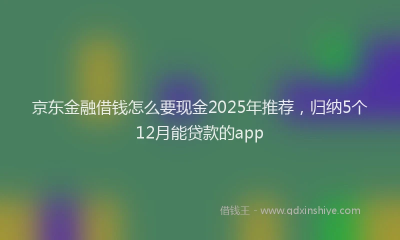 京东金融借钱怎么要现金2025年推荐，归纳5个12月能贷款的app