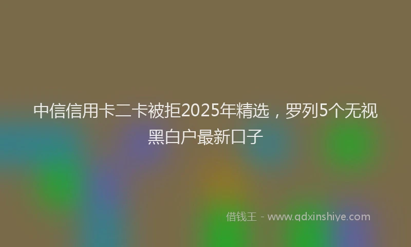 中信信用卡二卡被拒2025年精选，罗列5个无视黑白户最新口子