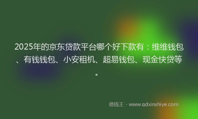 2025年的京东贷款平台哪个好下款有：维维钱包、有钱钱包、小安租机、超易钱包、现金快贷等。