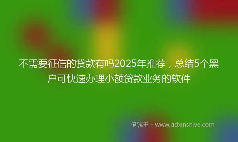不需要征信的贷款有吗2025年推荐，总结5个黑户可快速办理小额贷款业务的软件