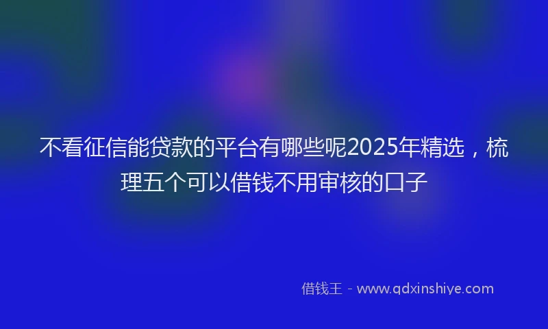 不看征信能贷款的平台有哪些呢2025年精选，梳理五个可以借钱不用审核的口子