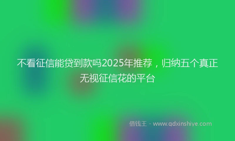 不看征信能贷到款吗2025年推荐，归纳五个真正无视征信花的平台