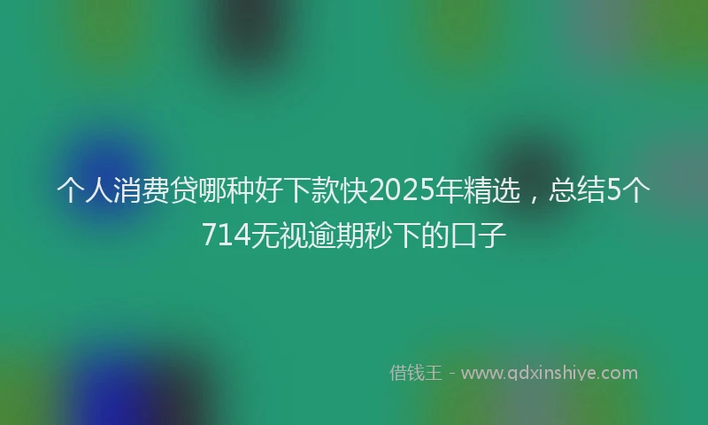 个人消费贷哪种好下款快2025年精选，总结5个714无视逾期秒下的口子