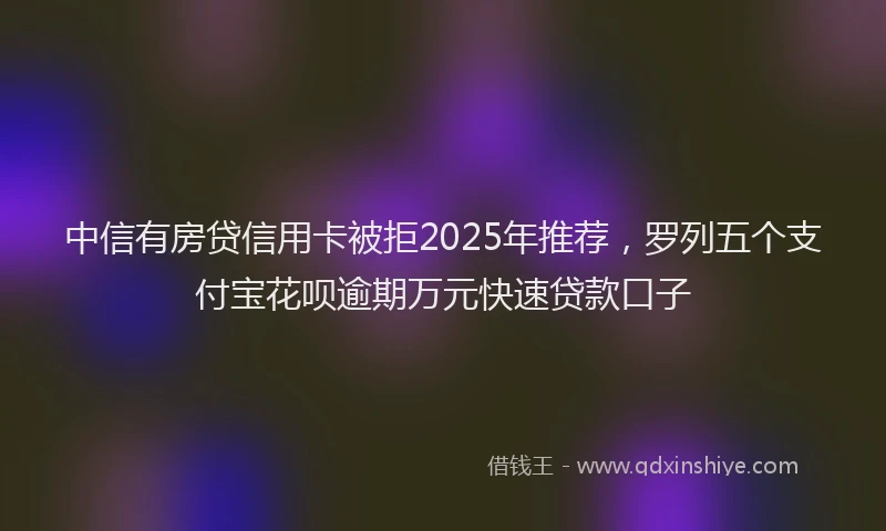 中信有房贷信用卡被拒2025年推荐，罗列五个支付宝花呗逾期万元快速贷款口子