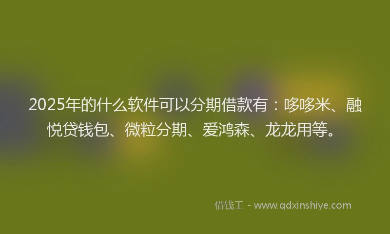 2025年的什么软件可以分期借款有：哆哆米、融悦贷钱包、微粒分期、爱鸿森、龙龙用等。