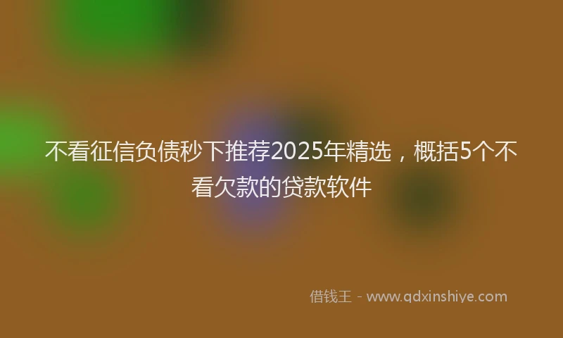 不看征信负债秒下推荐2025年精选，概括5个不看欠款的贷款软件