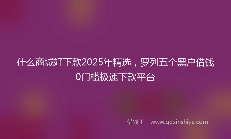 什么商城好下款2025年精选，罗列五个黑户借钱0门槛极速下款平台