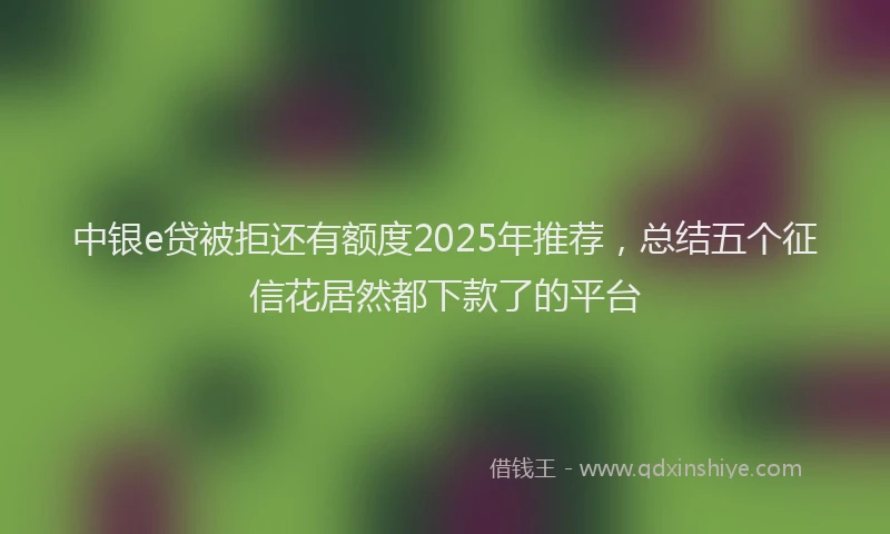 中银e贷被拒还有额度2025年推荐，总结五个征信花居然都下款了的平台