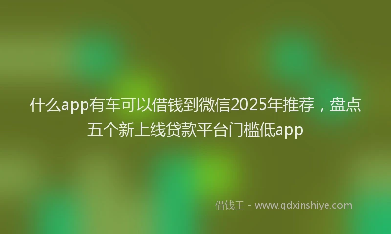 什么app有车可以借钱到微信2025年推荐，盘点五个新上线贷款平台门槛低app