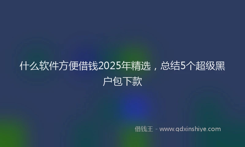 什么软件方便借钱2025年精选，总结5个超级黑户包下款
