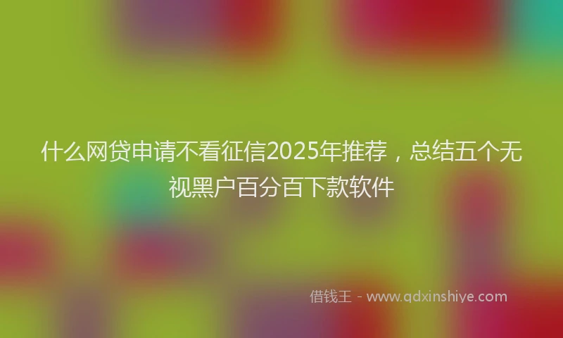 什么网贷申请不看征信2025年推荐，总结五个无视黑户百分百下款软件