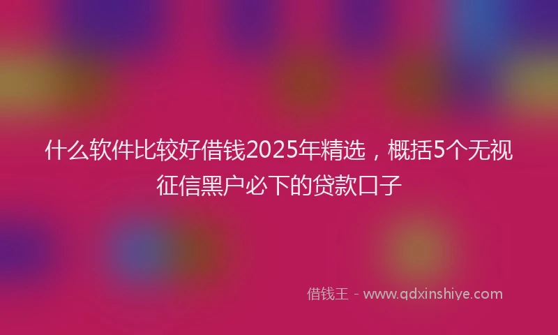 什么软件比较好借钱2025年精选，概括5个无视征信黑户必下的贷款口子