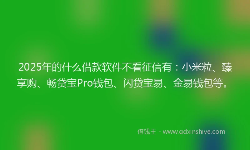 2025年的什么借款软件不看征信有：小米粒、臻享购、畅贷宝Pro钱包、闪贷宝易、金易钱包等。