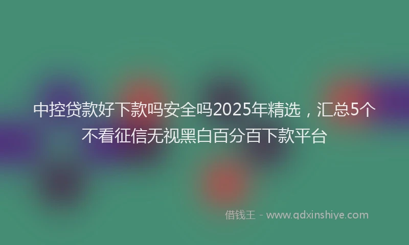 中控贷款好下款吗安全吗2025年精选，汇总5个不看征信无视黑白百分百下款平台