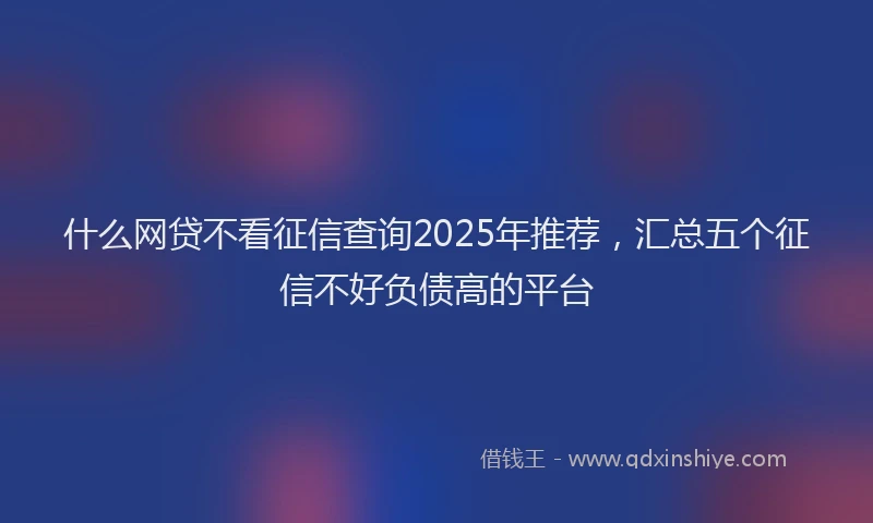 什么网贷不看征信查询2025年推荐，汇总五个征信不好负债高的平台