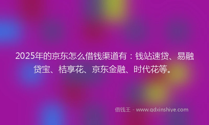 2025年的京东怎么借钱渠道有：钱站速贷、易融贷宝、桔享花、京东金融、时代花等。