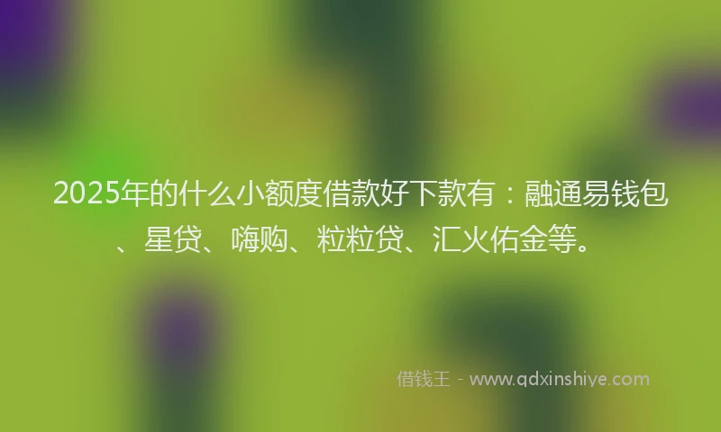 2025年的什么小额度借款好下款有：融通易钱包、星贷、嗨购、粒粒贷、汇火佑金等。