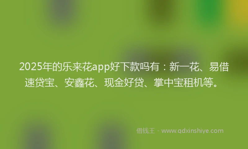 2025年的乐来花app好下款吗有：新一花、易借速贷宝、安鑫花、现金好贷、掌中宝租机等。
