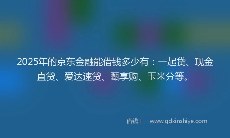 2025年的京东金融能借钱多少有：一起贷、现金直贷、爱达速贷、甄享购、玉米分等。