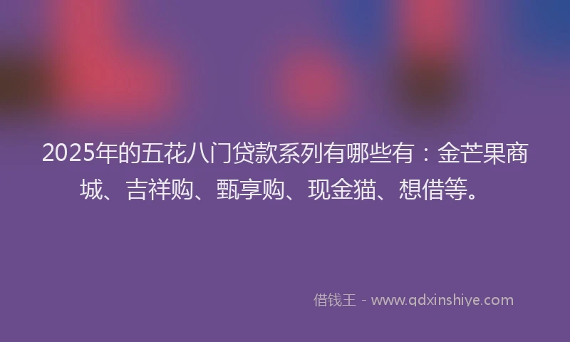 2025年的五花八门贷款系列有哪些有：金芒果商城、吉祥购、甄享购、现金猫、想借等。