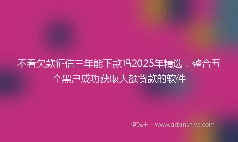 不看欠款征信三年能下款吗2025年精选，整合五个黑户成功获取大额贷款的软件