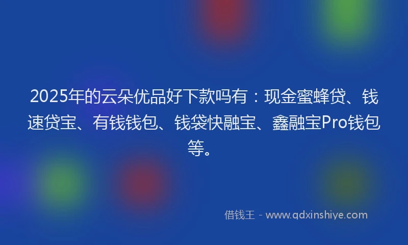 2025年的云朵优品好下款吗有：现金蜜蜂贷、钱速贷宝、有钱钱包、钱袋快融宝、鑫融宝Pro钱包等。