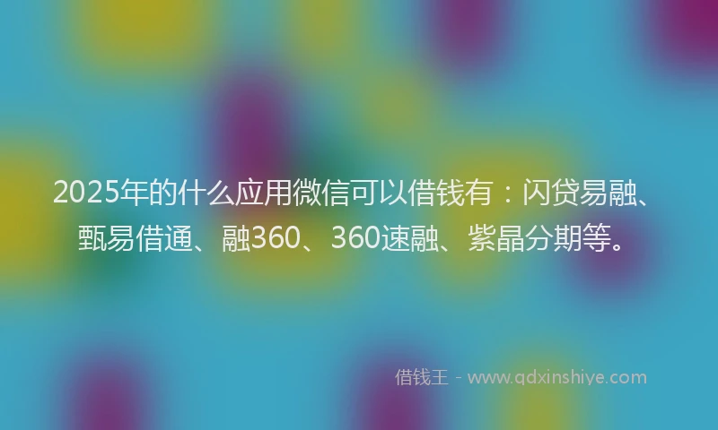 2025年的什么应用微信可以借钱有：闪贷易融、甄易借通、融360、360速融、紫晶分期等。