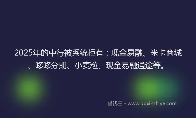 2025年的中行被系统拒有：现金易融、米卡商城、哆哆分期、小麦粒、现金易融通途等。