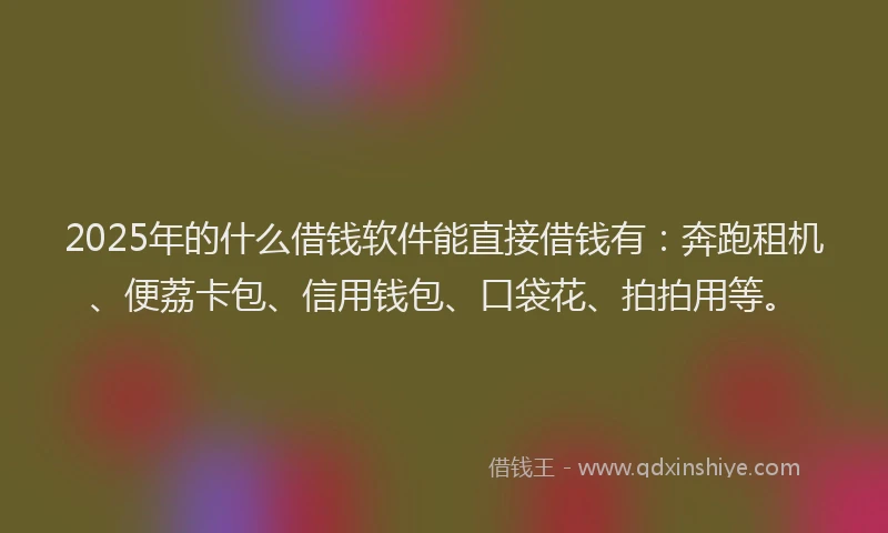 2025年的什么借钱软件能直接借钱有：奔跑租机、便荔卡包、信用钱包、口袋花、拍拍用等。