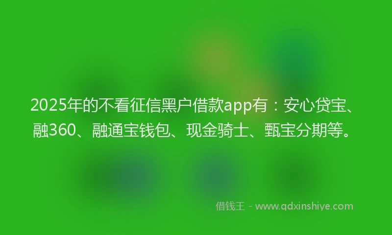 2025年的不看征信黑户借款app有：安心贷宝、融360、融通宝钱包、现金骑士、甄宝分期等。