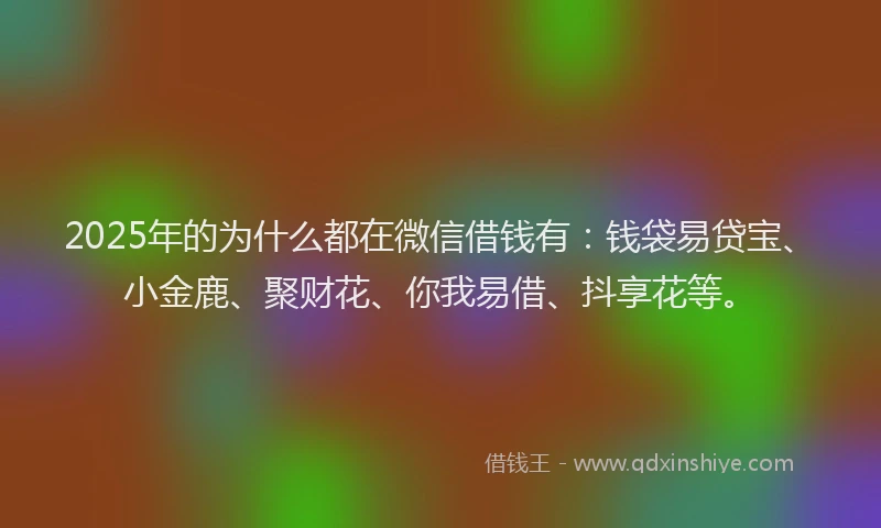 2025年的为什么都在微信借钱有：钱袋易贷宝、小金鹿、聚财花、你我易借、抖享花等。