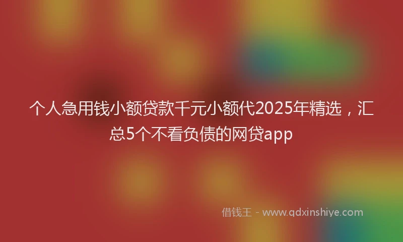 个人急用钱小额贷款千元小额代2025年精选，汇总5个不看负债的网贷app