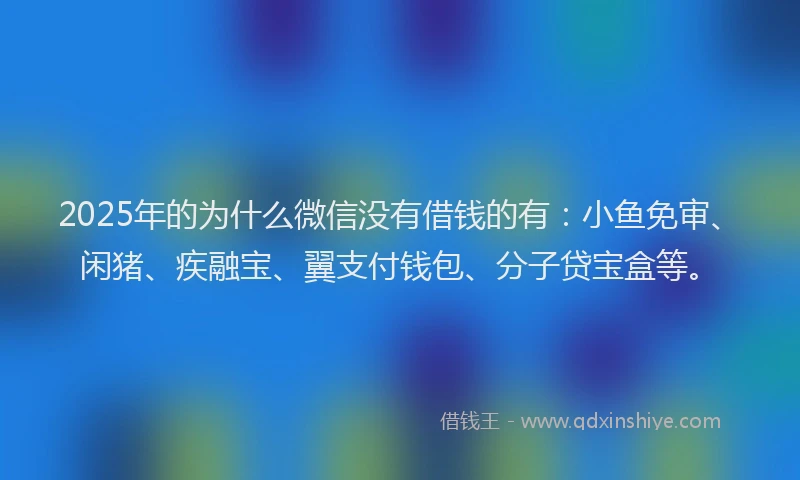 2025年的为什么微信没有借钱的有：小鱼免审、闲猪、疾融宝、翼支付钱包、分子贷宝盒等。